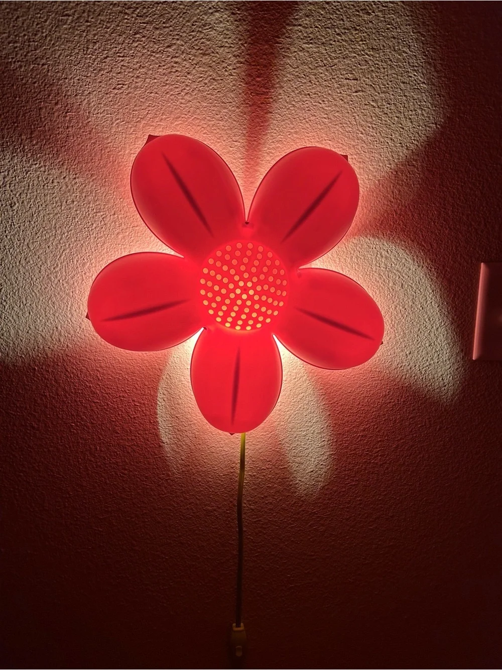 Vintage IKEA Smila Blomma Pink Green Five Petals Wall Lamp Girls Room / Nursery